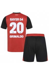 Bayer Leverkusen Alejandro Grimaldo #20 Jalkapallovaatteet Lasten Kotipeliasu 2024-25 Lyhythihainen (+ Lyhyet housut)